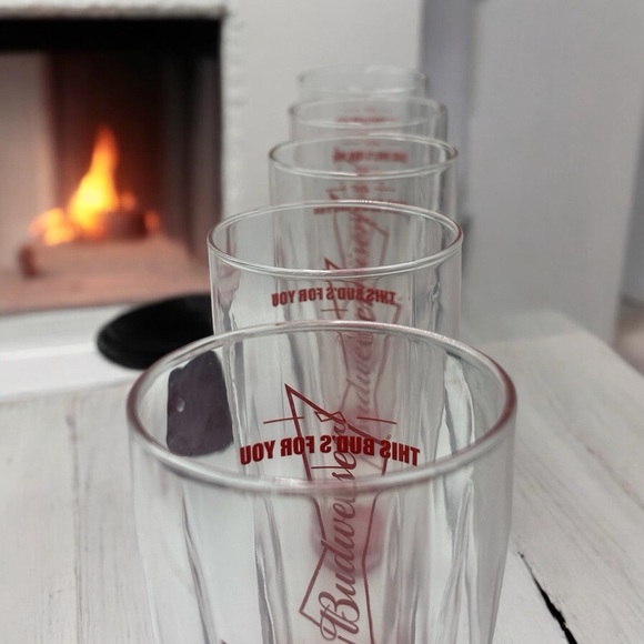 Limited Edition Budweiser Red Bottom Glasses. Boelter Brands. Tall Beer Glass. - Picture 4 of 12